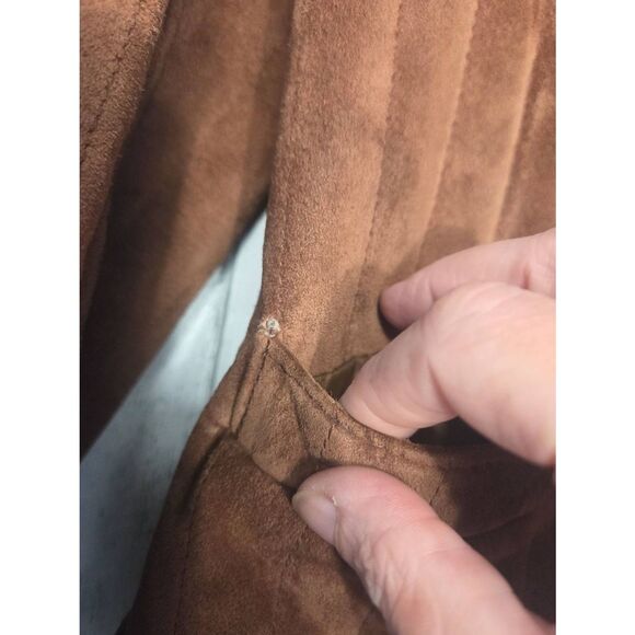 VTG 70s Le Soleil Leather Suede Quilted Open Front Jacket Sz. 7/8 - Picture 8 of 9